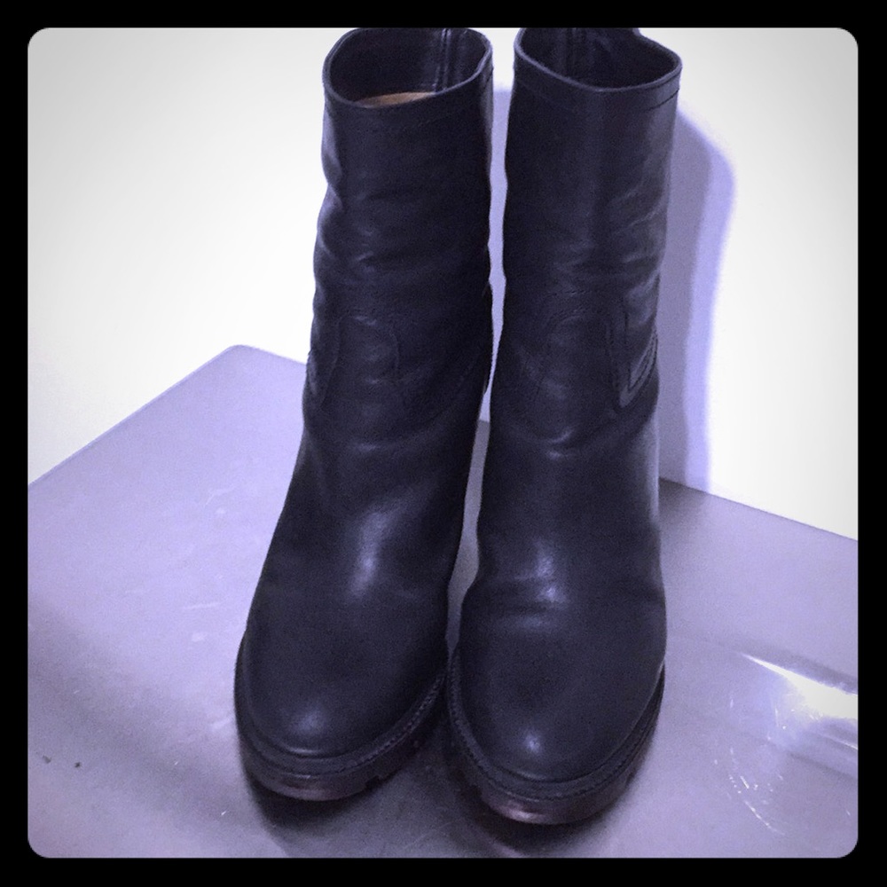 Jill sander round toe stacked heel lug sole Boots